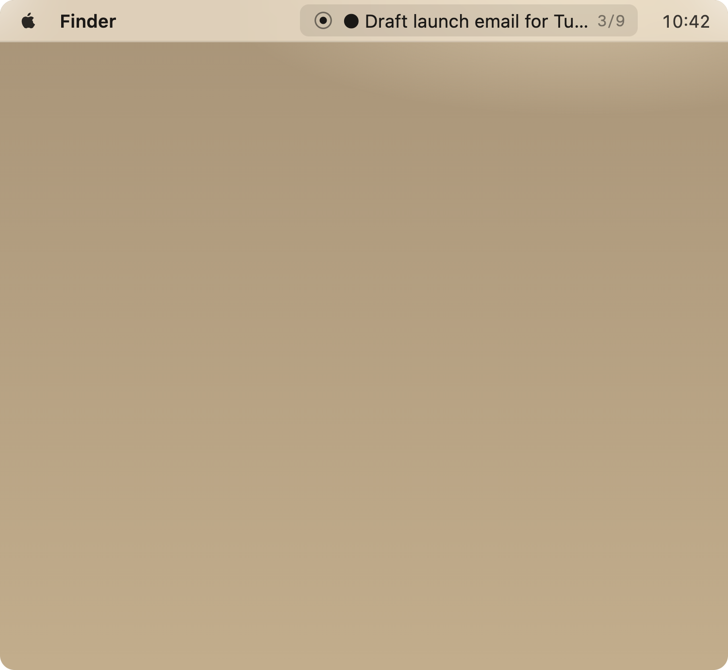 Doing Focus menu bar showing current task